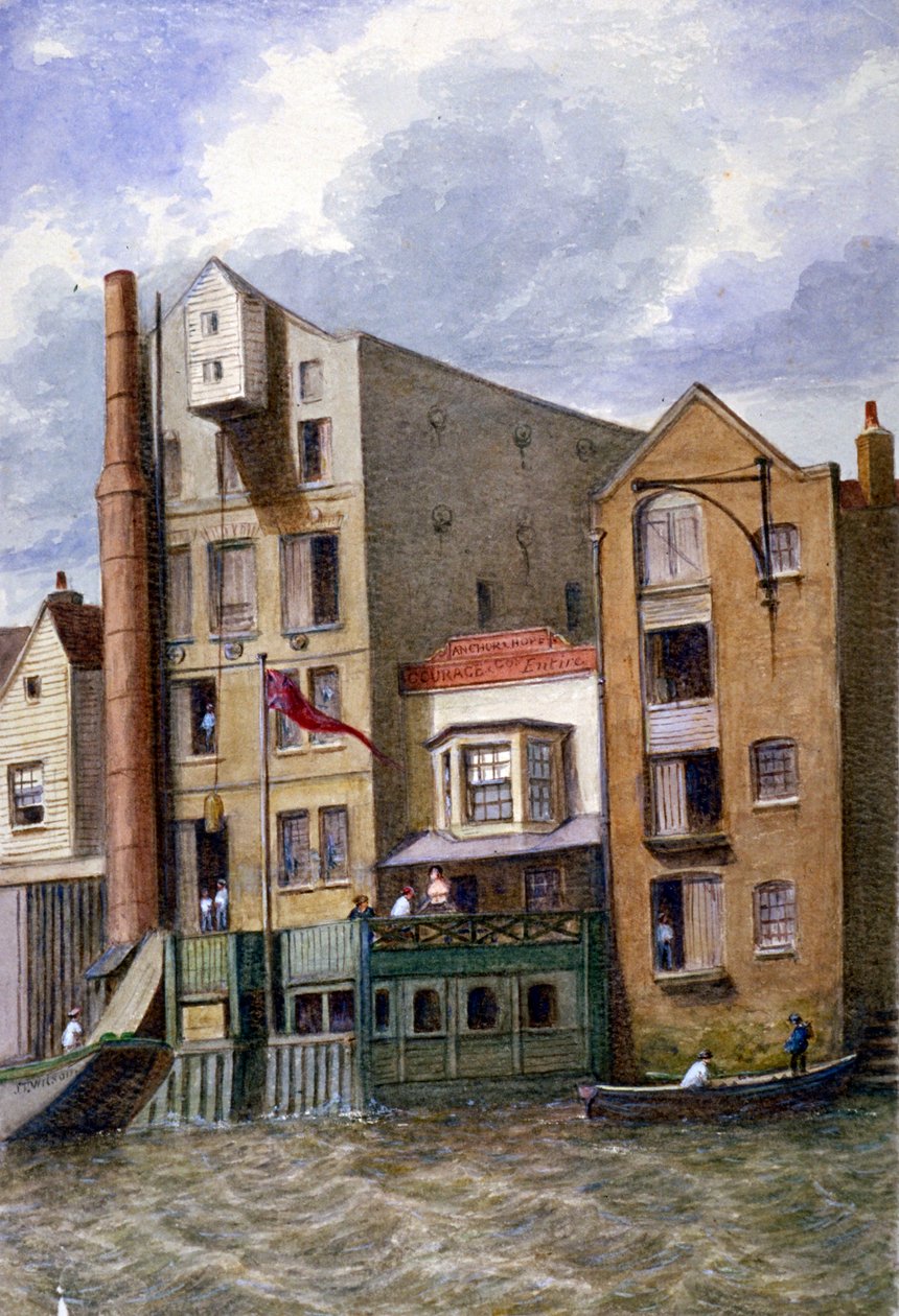 Anchor and Hope Inn, New Crane Stairs, Shadwell, Londýn, c1870 od JT Wilson