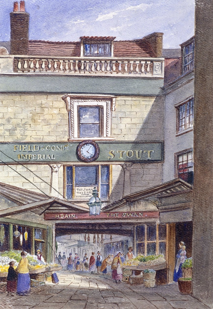 Swan Inn, Leadenhall Market, Londýn, c1870 od JT Wilson