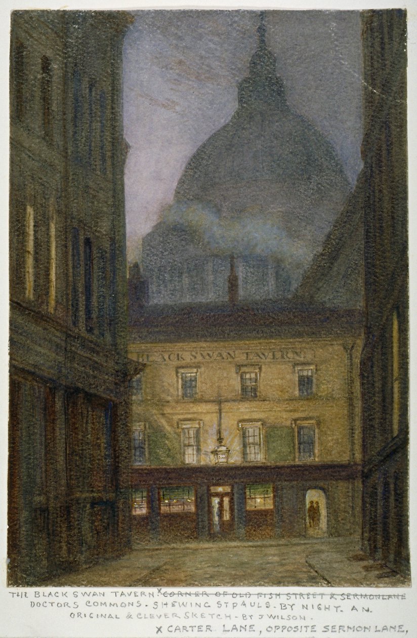 The Black Swan Tavern v Carter Lane, City of London, 1870 od JT Wilson