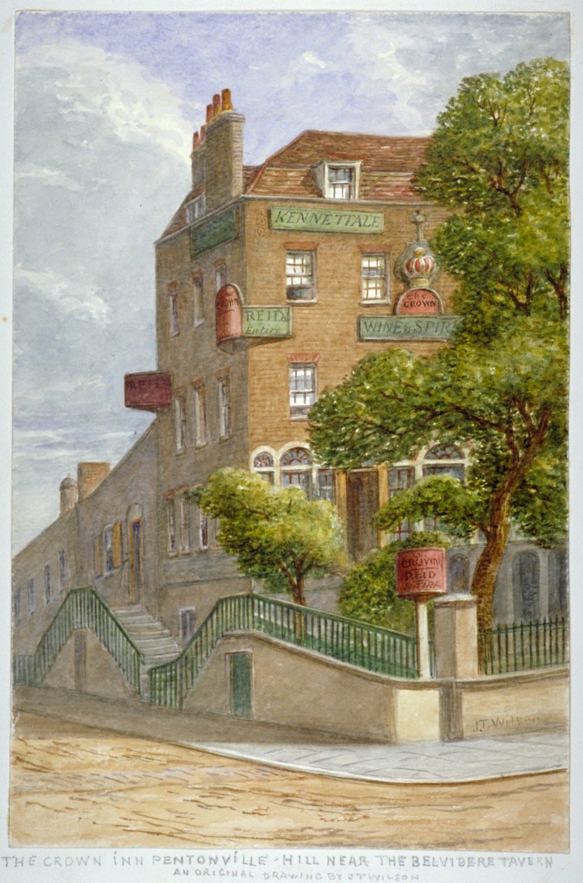 The Crown Inn, Pentonville Hill, Islington, Londýn, c1865 od JT Wilson