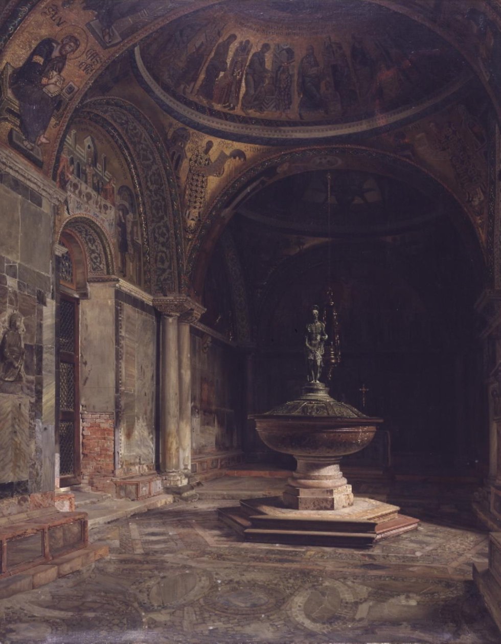 Interiér baptisteria v kostele sv. Marka v Benátkách od J.Th. Hansen