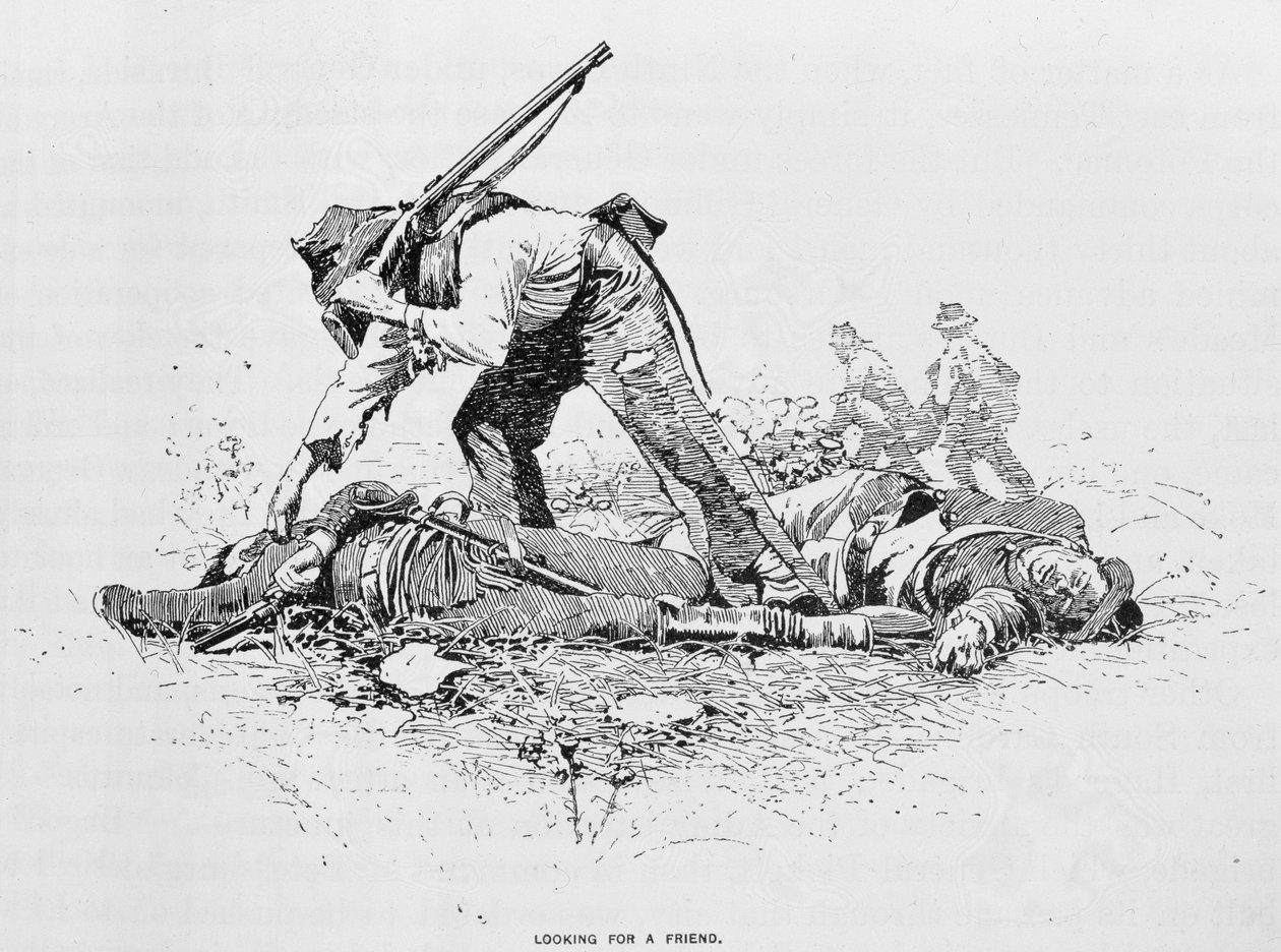 Looking for a Friend, ilustrace z knihy "Battles and Leaders of the Civil War", kterou vydali Robert Underwood Johnson a Clarence Clough Buel od W. Taber