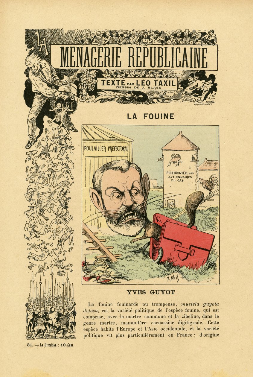 Ilustrace J. Blasse (1847-1892) v Menagerie Republicaine Humoristická galerie hlavních postav Třetí republiky od J. (1847 1892) Blass
