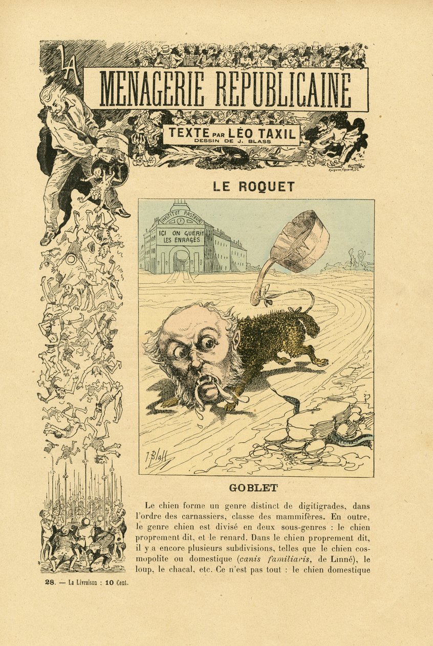 Ilustrace J. Blasse (1847-1892) v Menagerie Republicaine Humoristická galerie hlavních postav Třetí republiky od J. (1847-1892) Blass