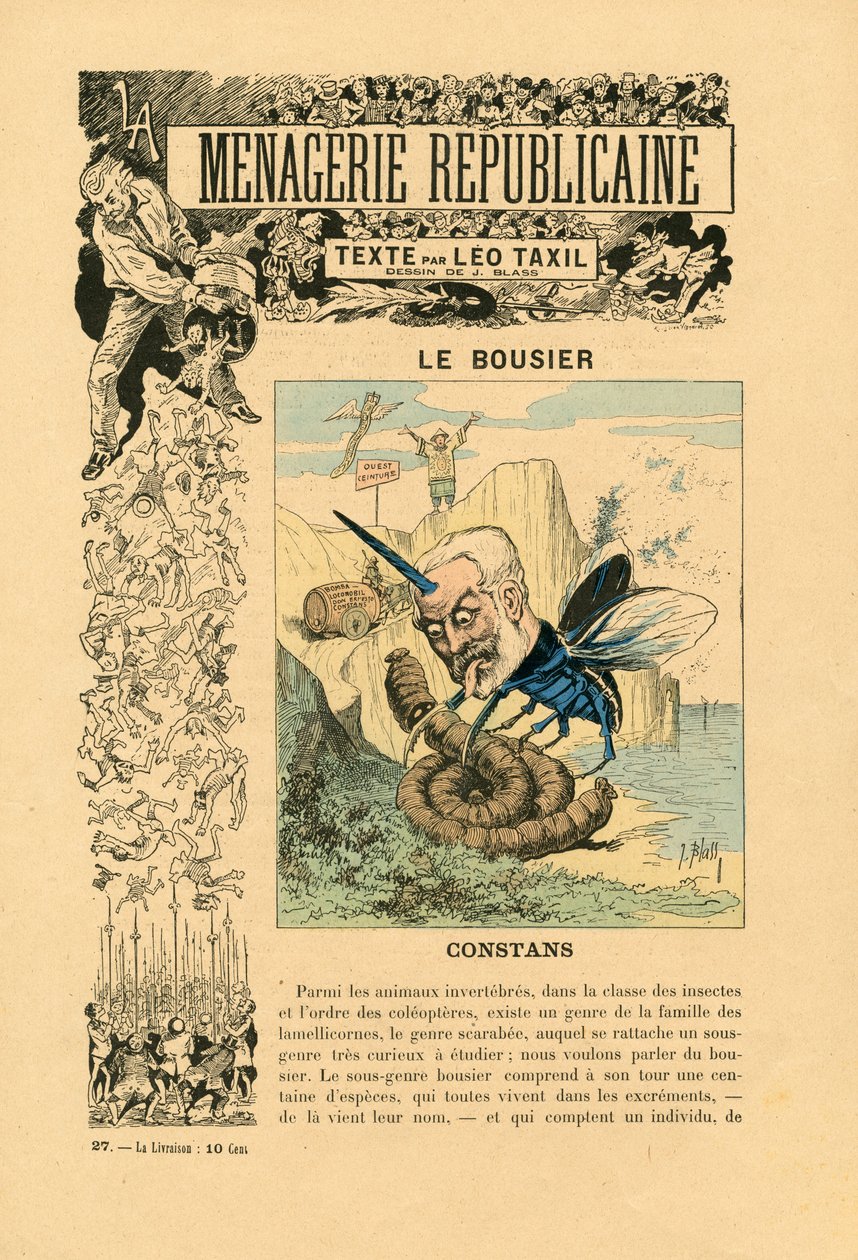 Menagerie Republicaine Humoristická galerie hlavních postav Třetí republiky, číslo 27, Satirique en Couleurs od J. (1847-1892) Blass