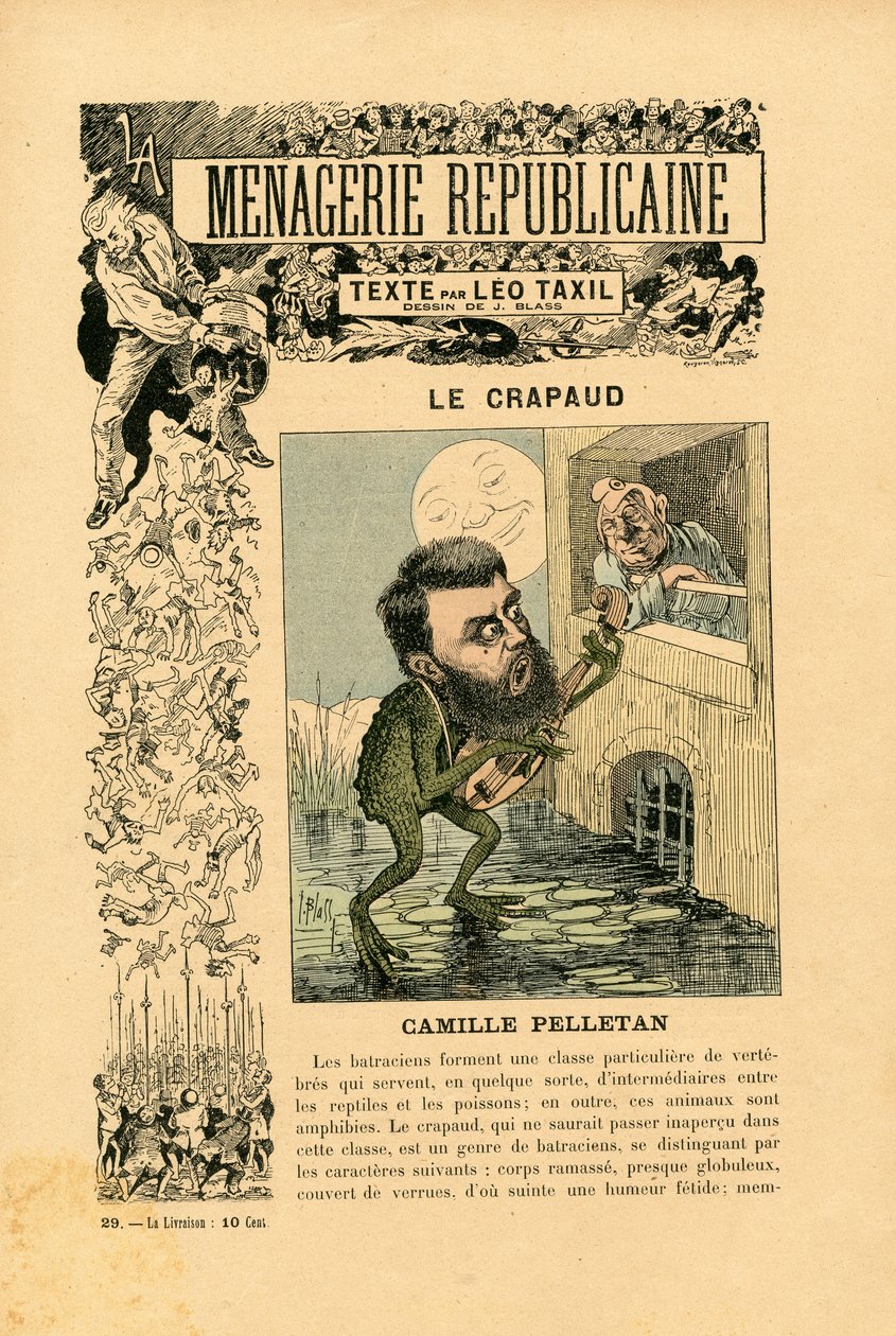 Menagerie Republicaine Humoristická galerie hlavních postav Třetí republiky, číslo 29, Satirique en Couleurs od J. (1847 1892) Blass