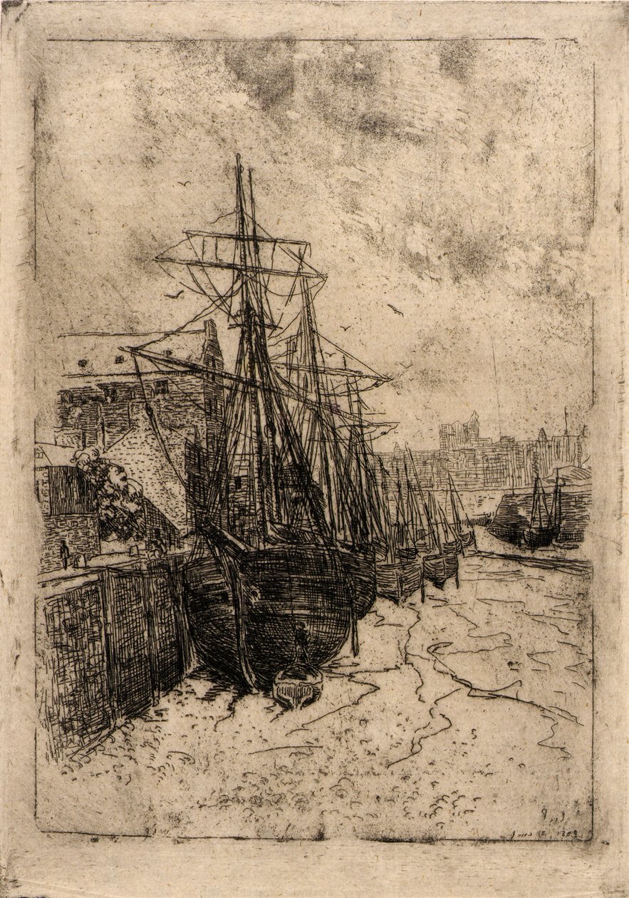 Lodě při odlivu - ostrov Man od J. Alden Weir