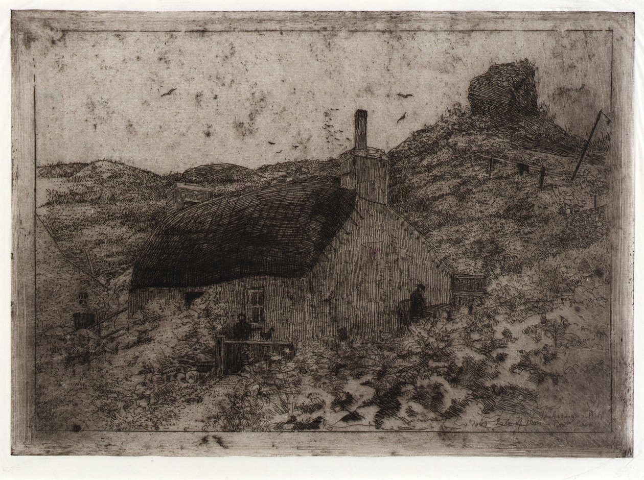 Rybářská chata na kopci - ostrov Man od J. Alden Weir