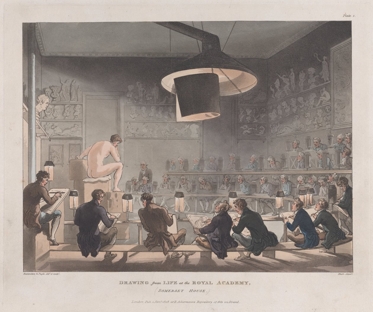Drawing from Life at the Royal Academy, Somerset House, 1. ledna 1808, 1. ledna 1808. od J. Bluck