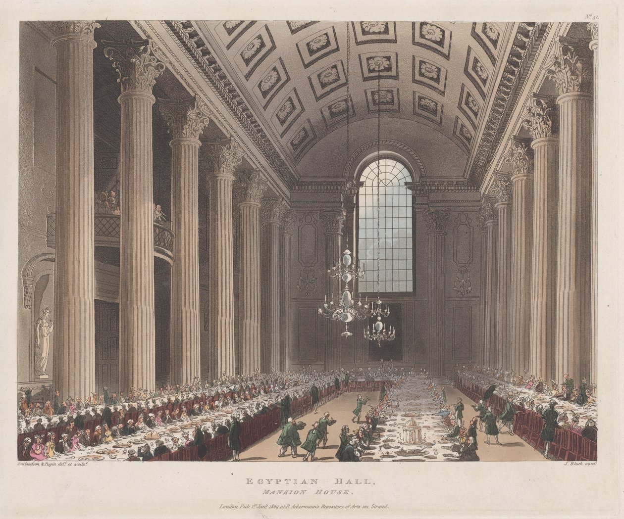 Egyptský sál, Mansion House, 1. ledna 1809, 1. ledna 1809. od J. Bluck