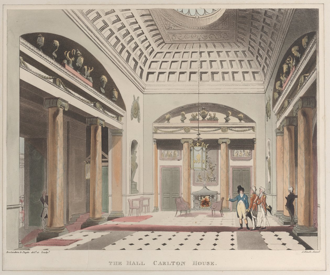 The Hall Carlton House Microcosm of London, deska 15, 1. dubna 1808, 1. dubna 1808. od J. Bluck