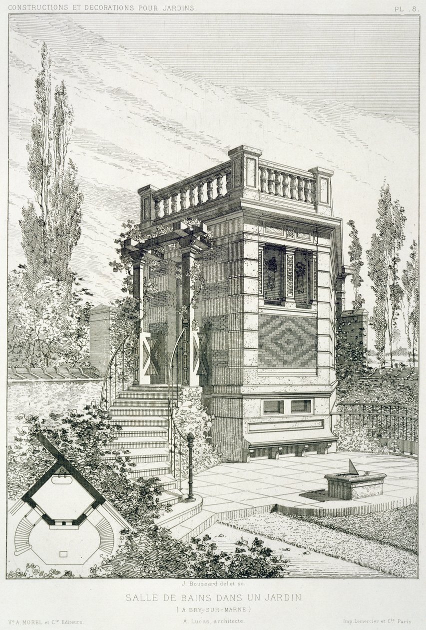 Koupelna, z množství návrhů různých architektů, hospoda. Morel & Cie, Paříž, kolem roku 1880 od J. Boussard