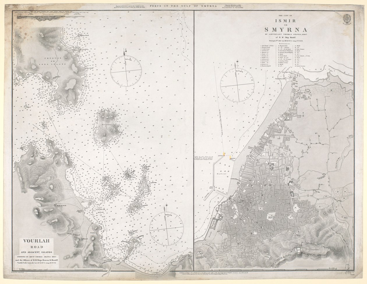 Mapa přístavů ve Smyrnenském zálivu od J. & C. Walker