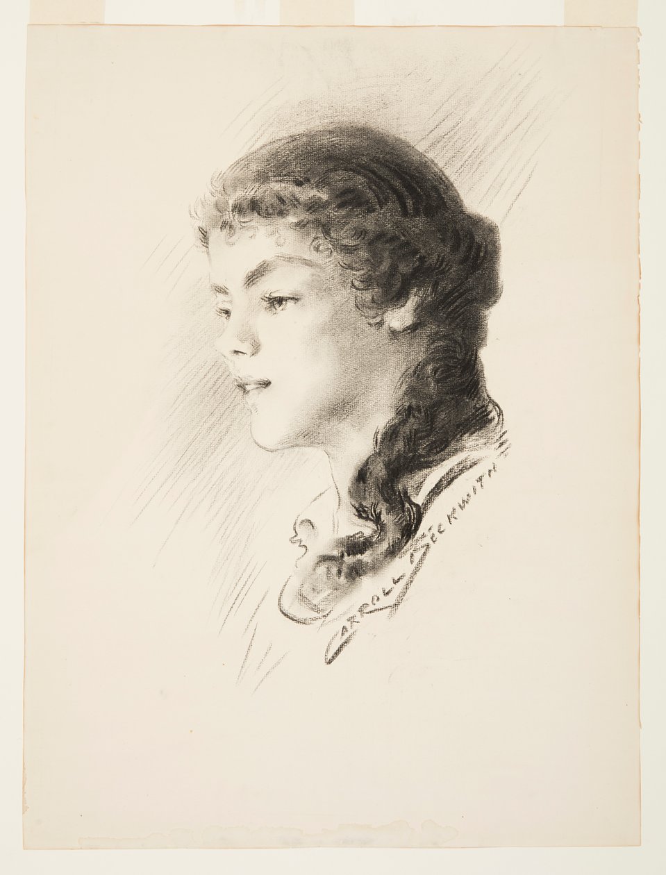 Portrét, možná Elizabeth Vailová od J. Carroll Beckwith