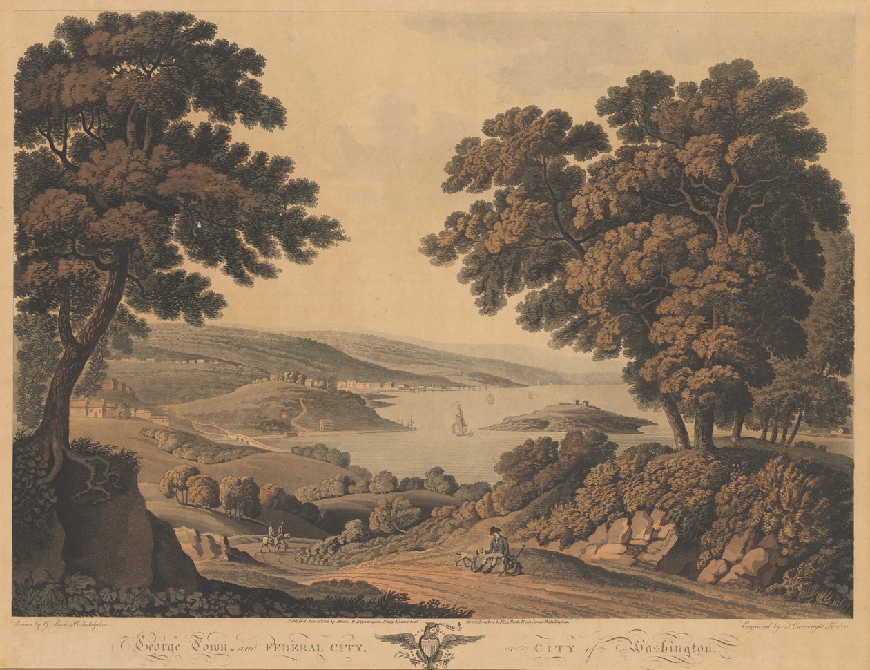 Georgetown a federální město nebo město Washington od J. Cartwright after George Beck