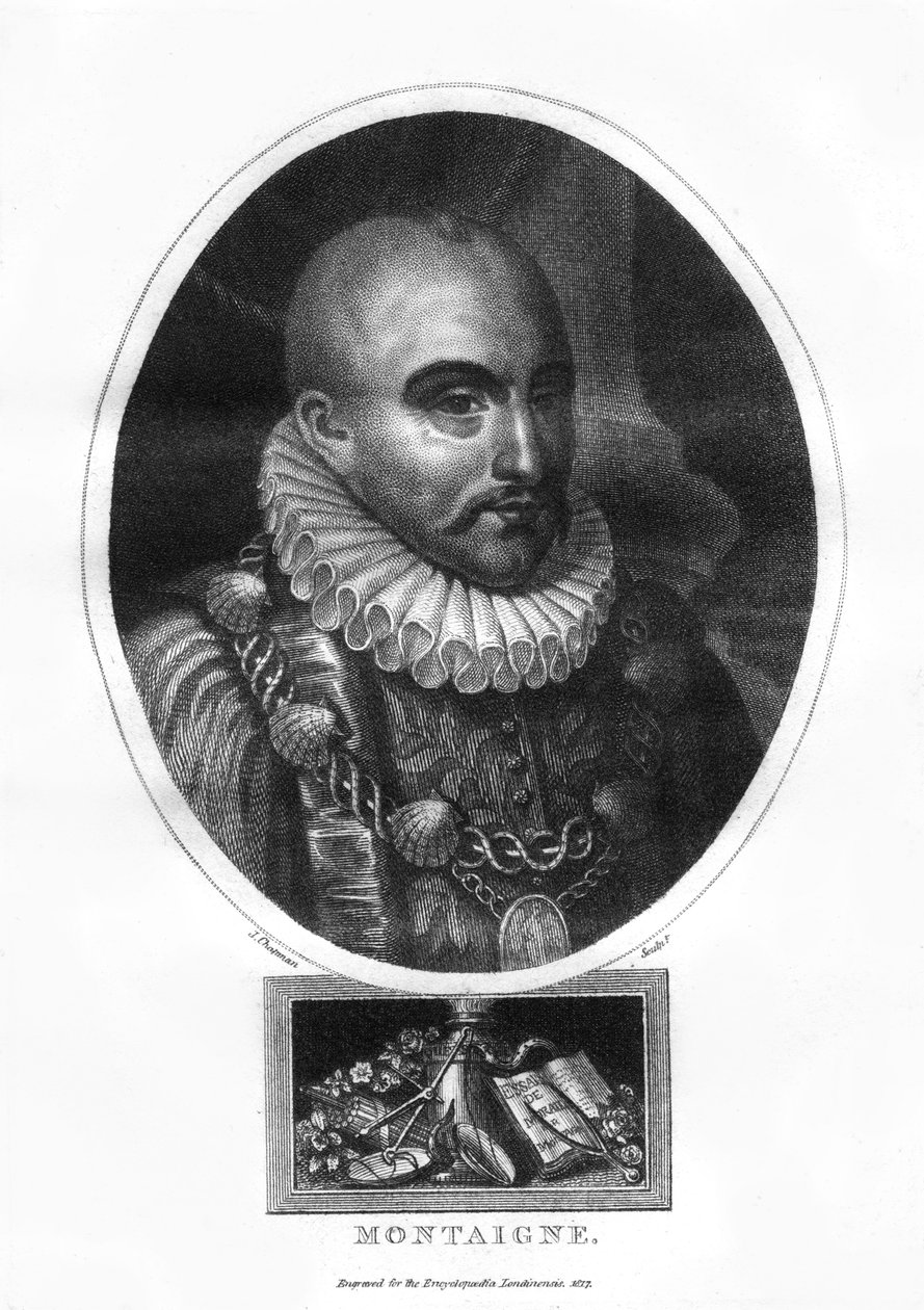 Michel Eyquem de Montaigne, francouzský spisovatel, 1817. od J. Chapman