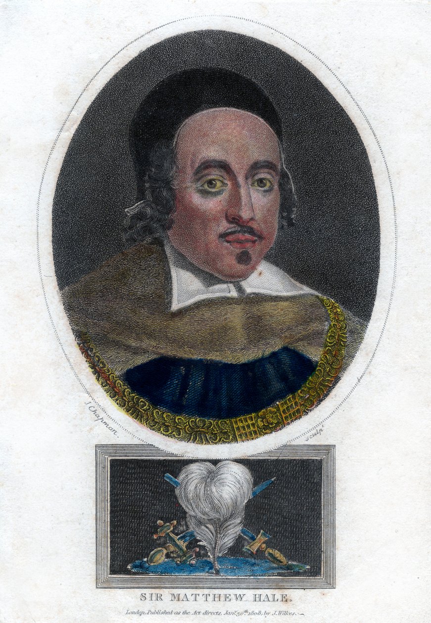 Sir Matthew Hale, lord hlavní soudce Anglie ze 17. století, 1808. od J. Chapman