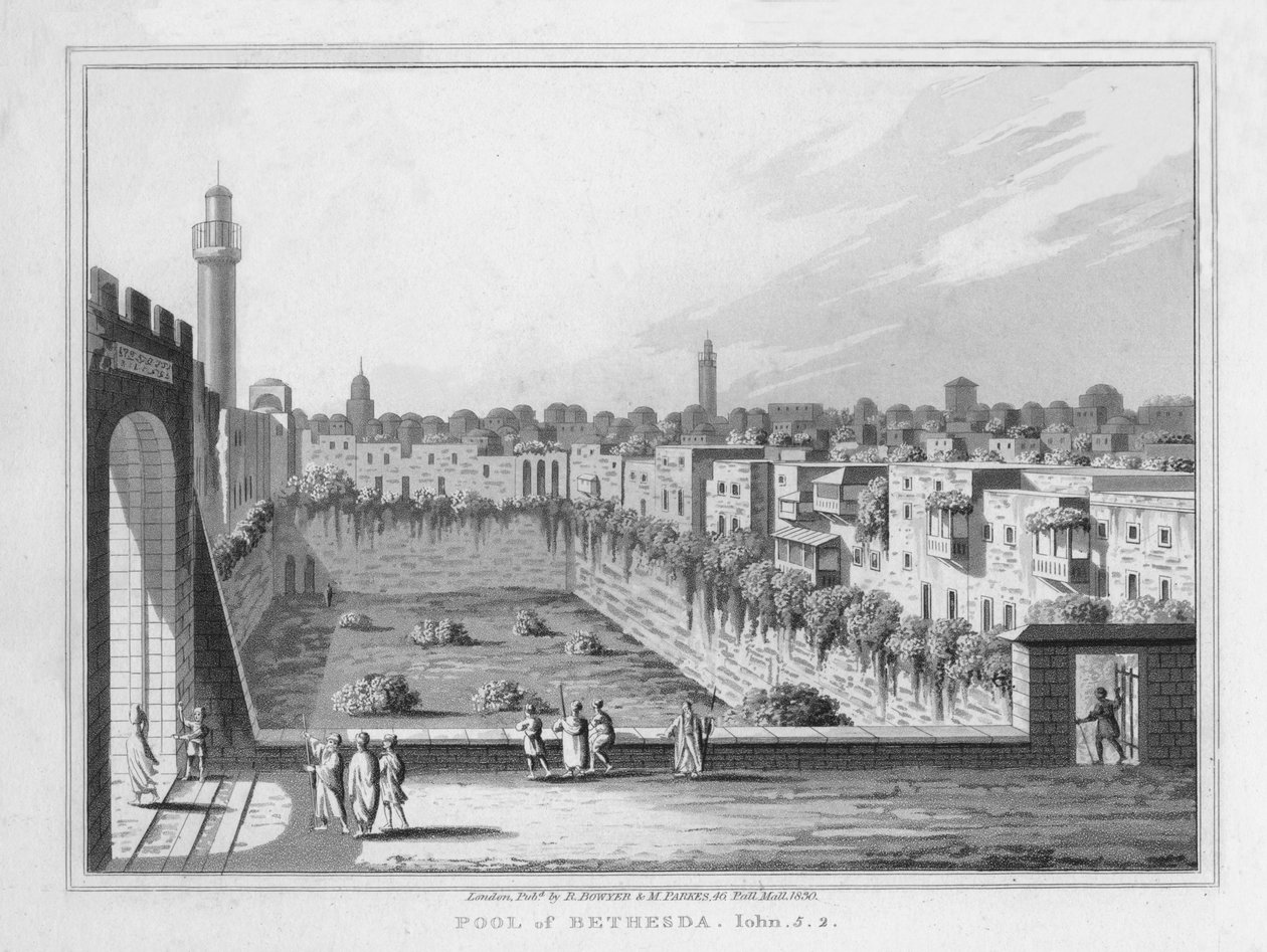 Bazén Bethesda. John. 5. 2. 1830 od J. Clarke