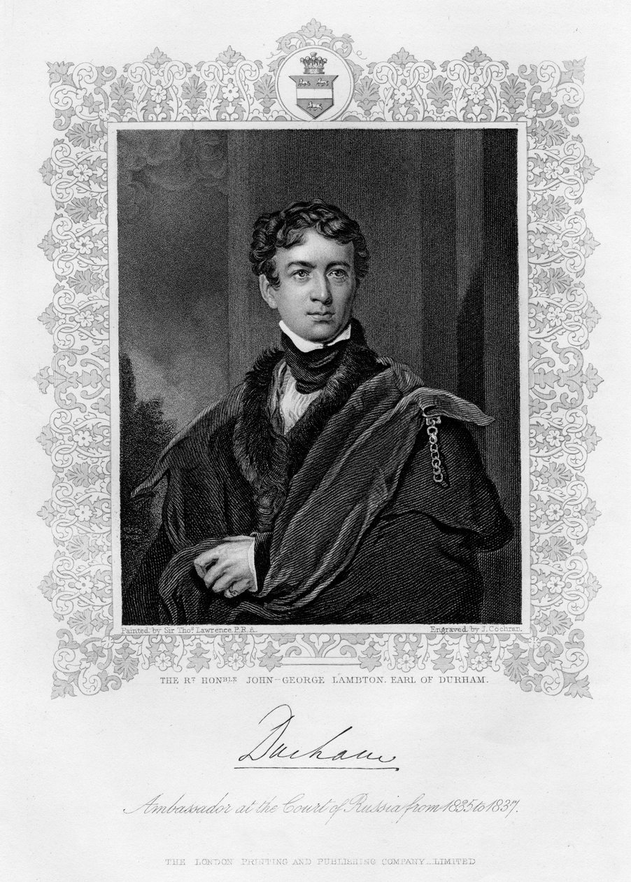 John George Lambton, hrabě z Durhamu, 19. století od J. Cochran