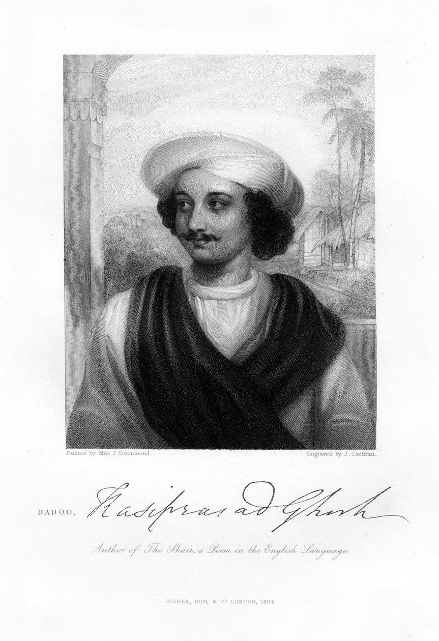 Kasi Das Prasad Ghosh , indický básník, 1834 od J. Cochran