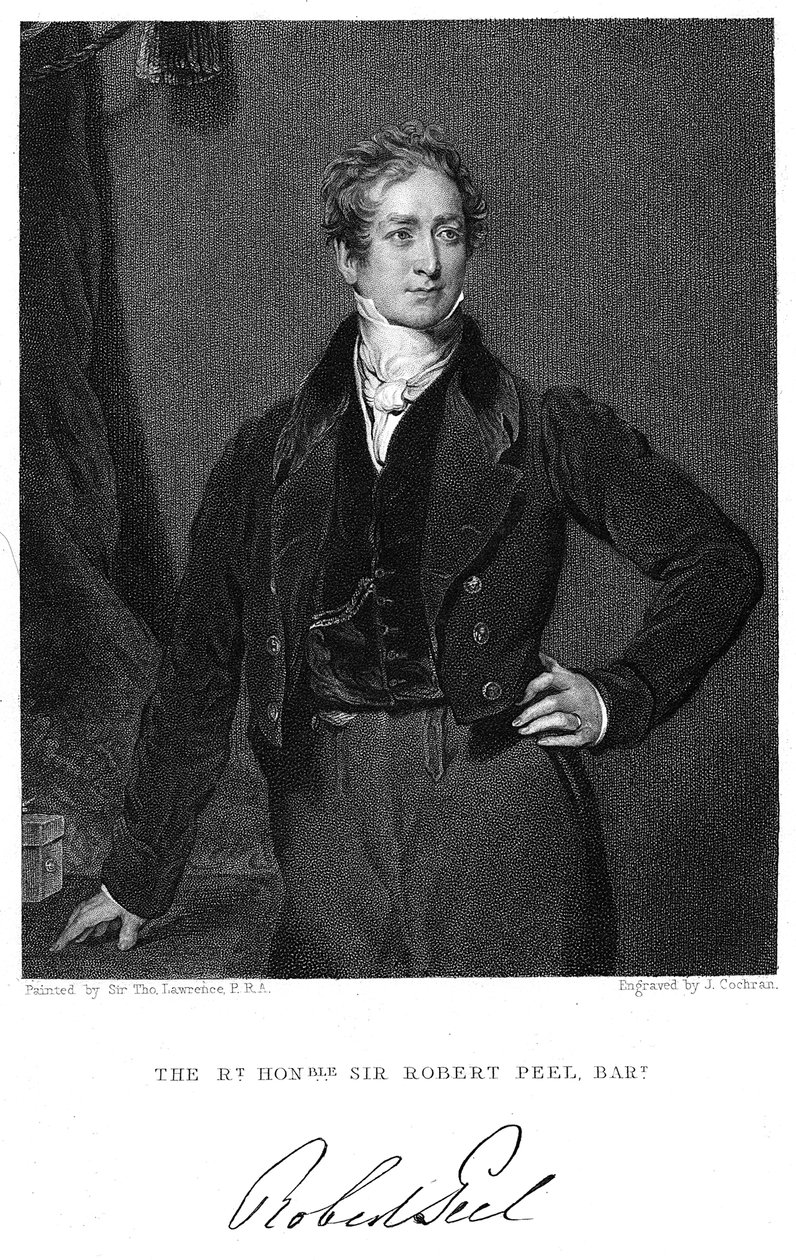 Robert Peel, britský státník 19. století od J. Cochran