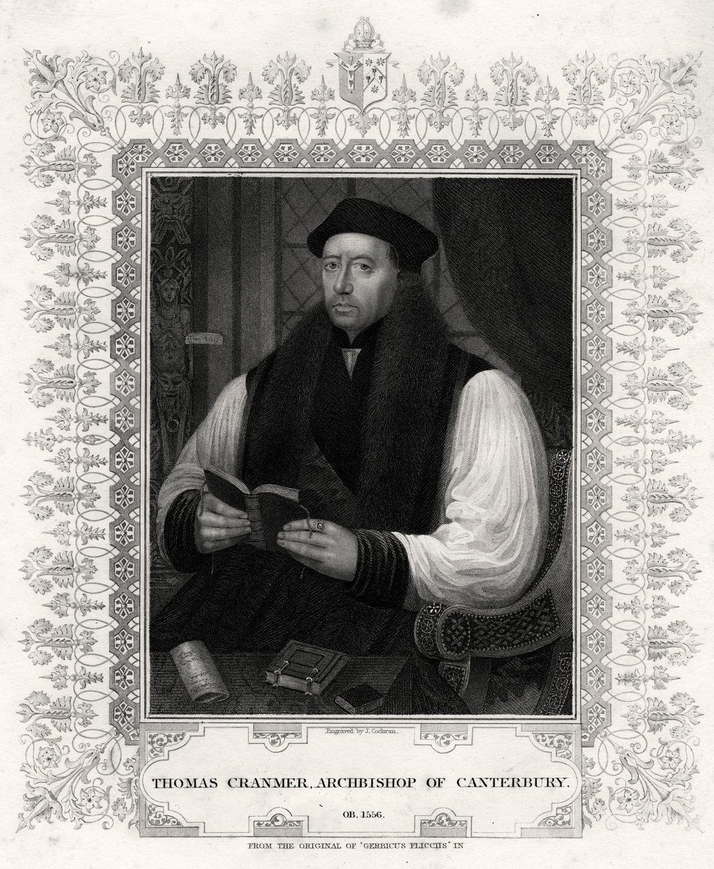 Thomas Cranmer, arcibiskup z Canterbury, 19. století od J. Cochran