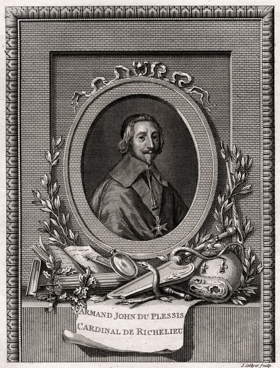 Armand Jean Du Plessis, kardinál a vévoda z Richelieu, 1775 od J. Collyer