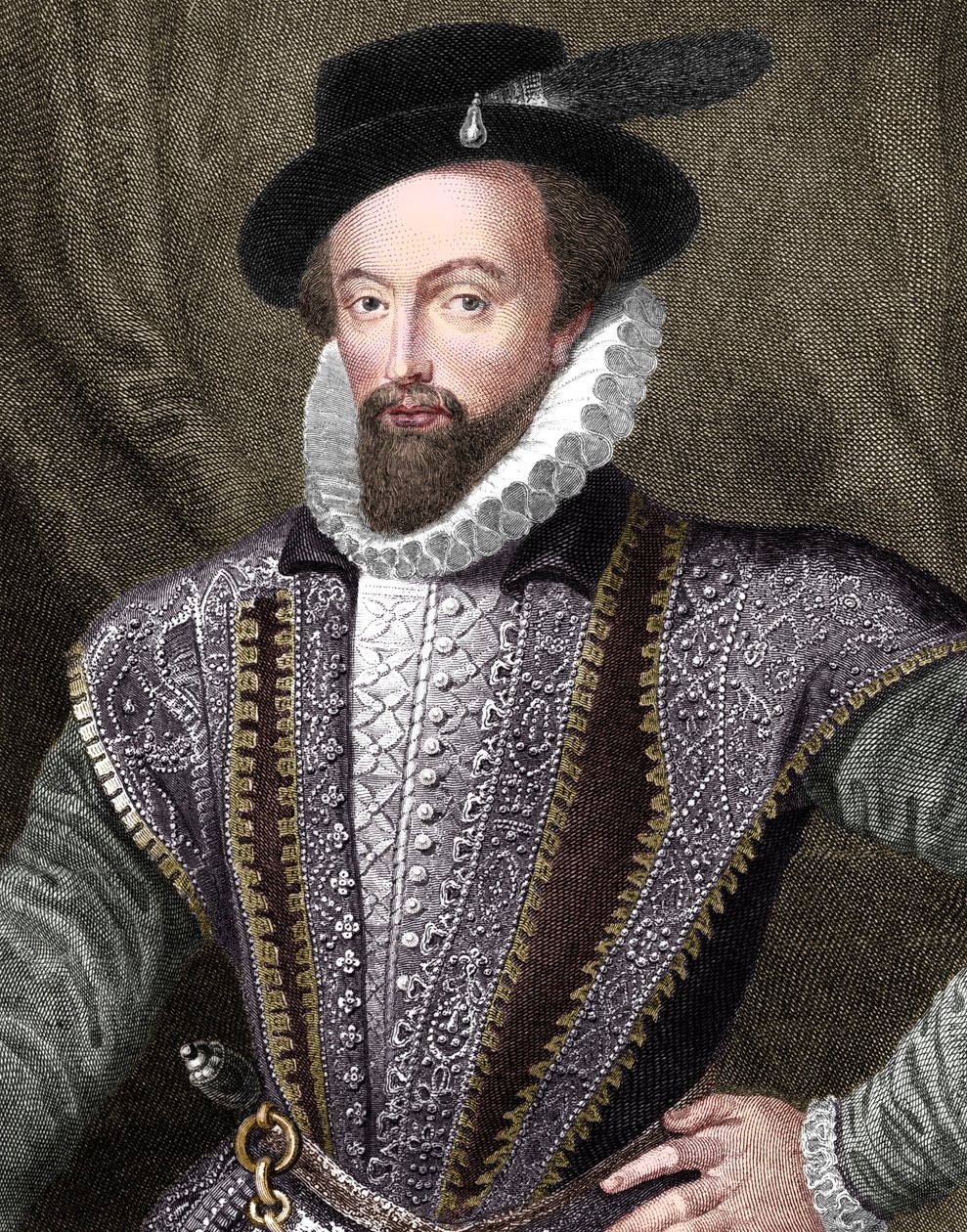 Sir Walter Raleigh, anglický spisovatel, básník, dvořan, dobrodruh a průzkumník, 1821 od J Fitler