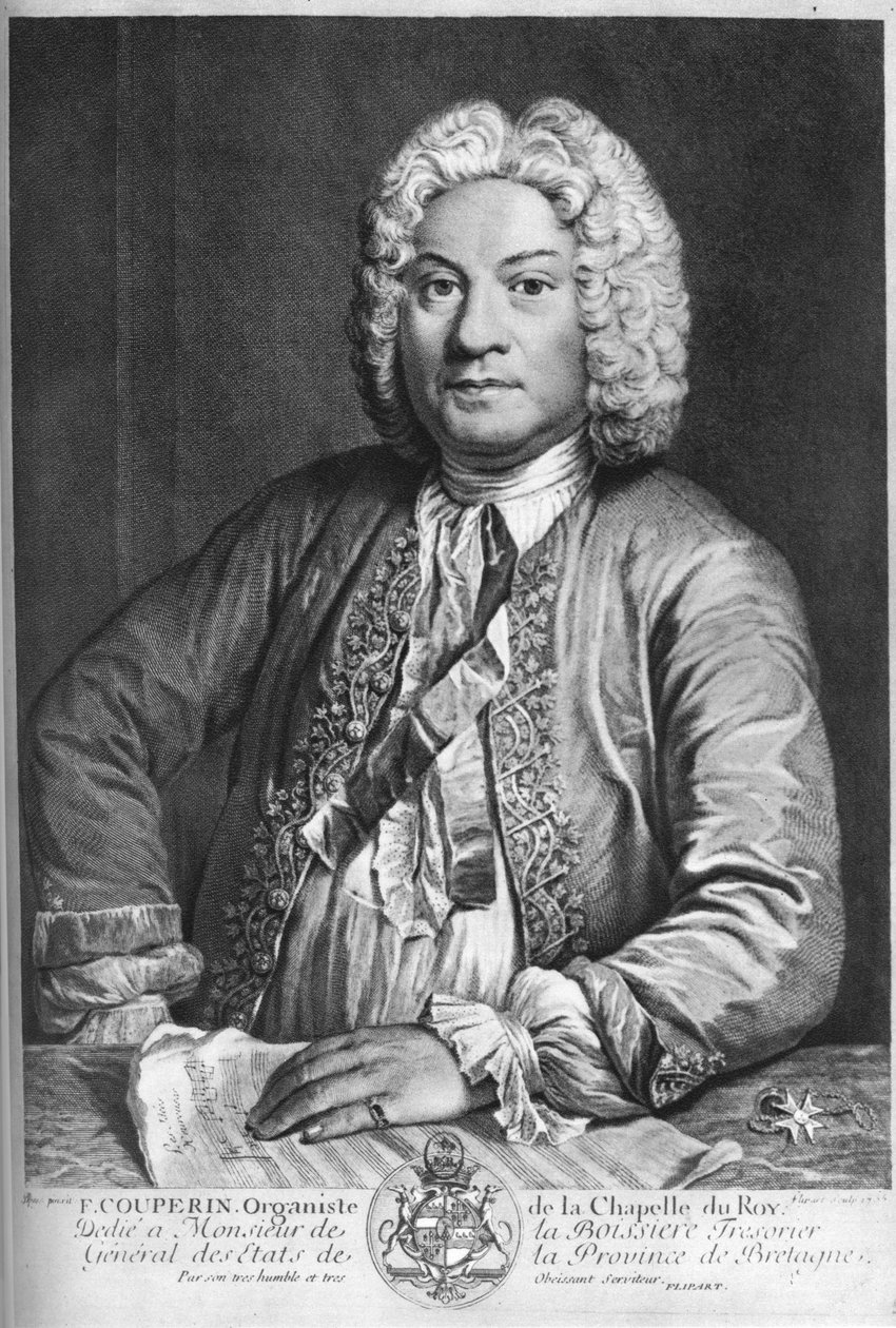 François Couperin , francouzský barokní skladatel, varhaník a cembalista, 1735 od J Flippart