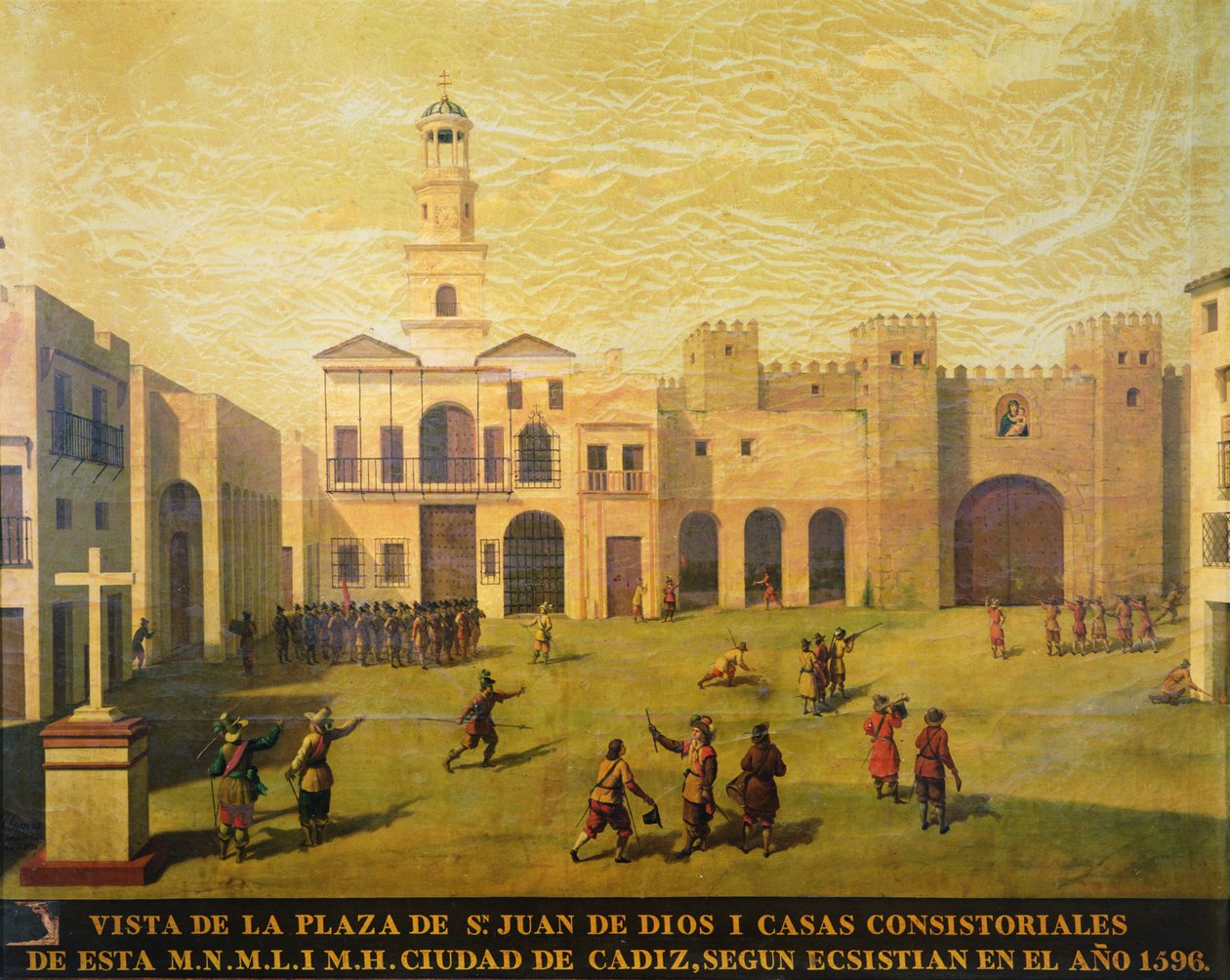 Plaza de San Juan de Dios v roce 1596 (olej na plátně) od J. Garcia