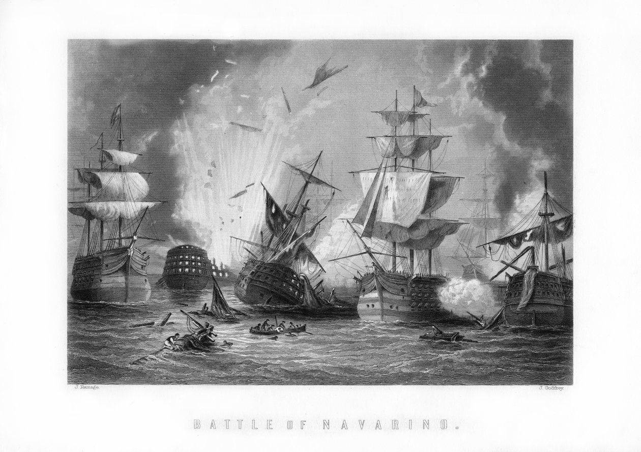 Námořní bitva u Navarina, 20. října 1827, 1893. od J. Godfrey