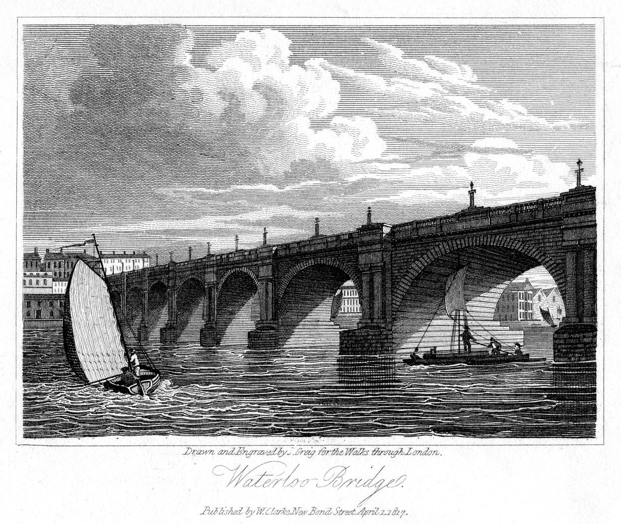 Waterloo Bridge, Londýn, 1817. od J. Greig