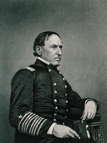 David Glasgow Farragut (1801-70), vyryto podle fotografie Williama G. Jackmana (fl.c.1840-60) (rytina) od J. Gurney and Son