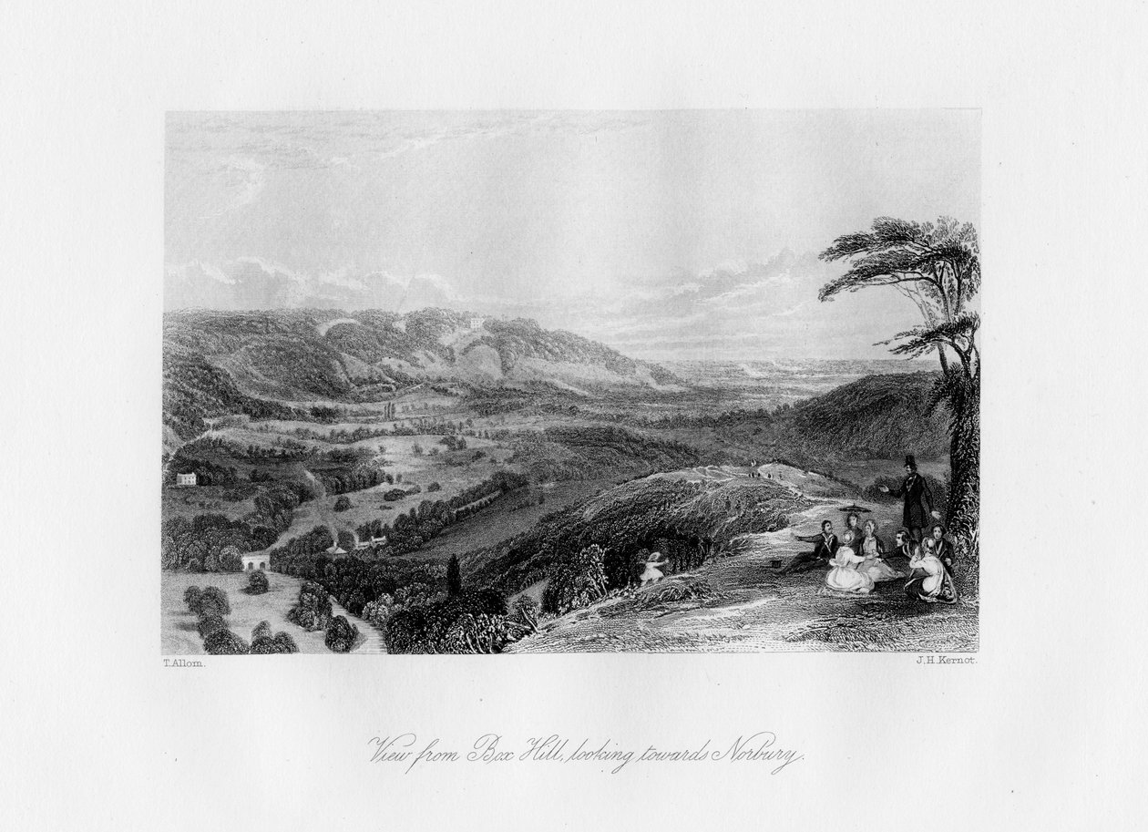 Pohled z Box Hill, při pohledu na Norbury, 19. století. od J. H. Kernot