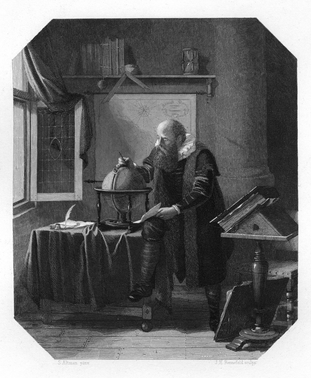 Petrus Plancius , holandský astronom, kartograf a duchovní, c1870 od J. H. Rennefeld