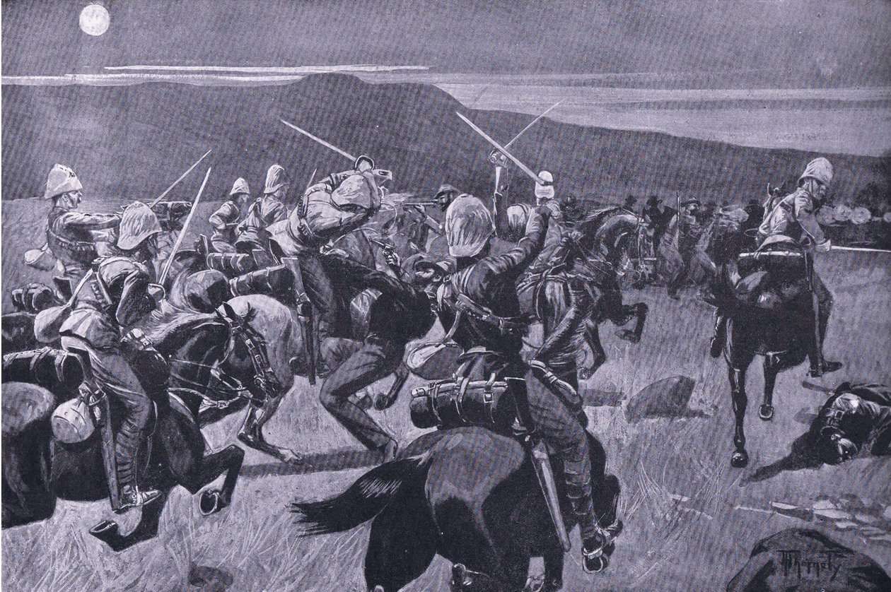 Moonlight charge of the 19th Hussars nr Steenkampsberg , ilustrace z After Pretoria: The Guerilla War