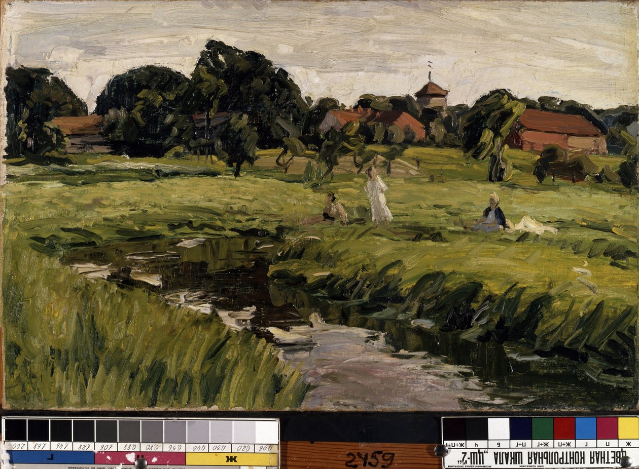 "Děti u potoka" (Děti u potoka) Malba Johannese Hansche (1875-1946) (expresionismus) Olej na plátně. Rozměr 37x44 cm Mikalojus Konstantinas Ciurlionis Muzeum výtvarného umění, Kaunas, Litva od J. Hansch