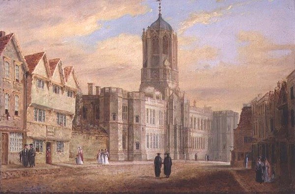 Oxford: Tom Tower a západní průčelí Christ Church College od J. Harwood