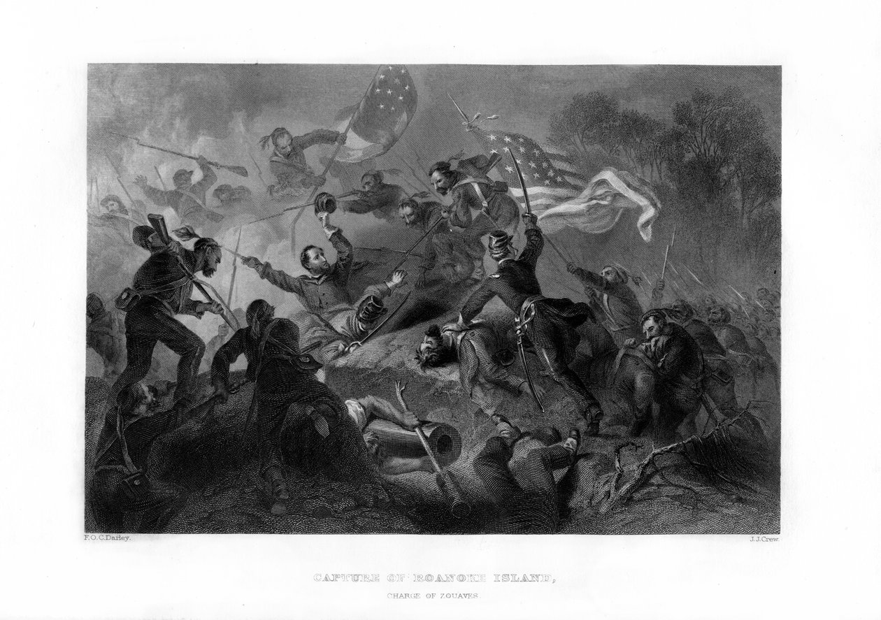 Charge of the Zouaves, Capture of Roanoke Island, North Carolina, 1862-1867. od J. J. Crew