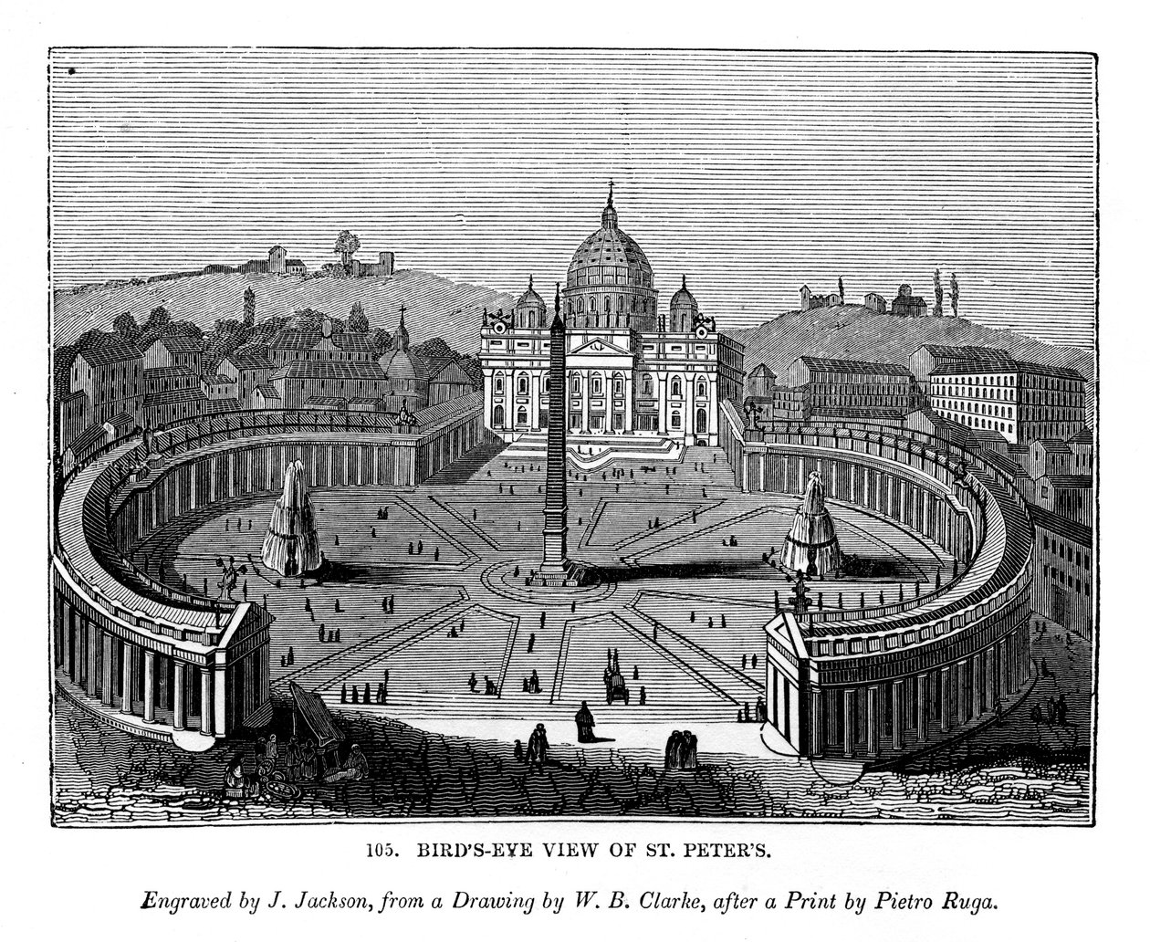 Pohled z ptačí perspektivy na St Peters, 1843 od J. Jackson