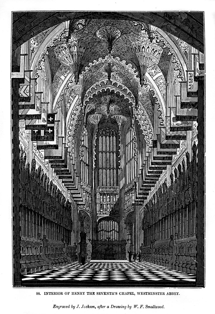 Interiér kaple Jindřicha VII, Westminsterské opatství, 1843 od J. Jackson