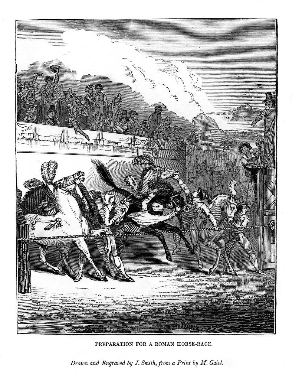 Příprava na římský dostih, 1843 od J. Jackson