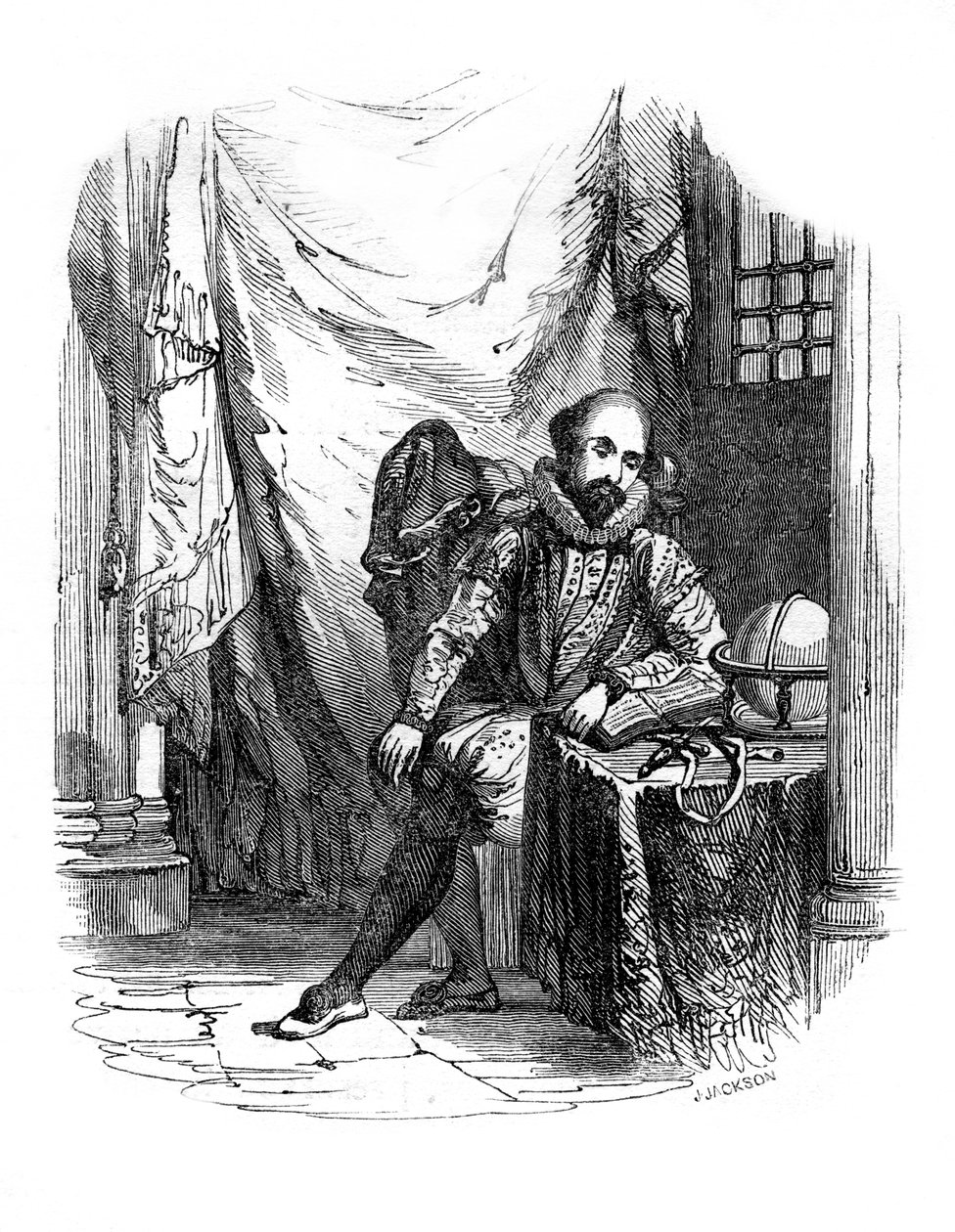 Sir Walter Raleigh v Tower of London, 1603-1616 1836. od J. Jackson