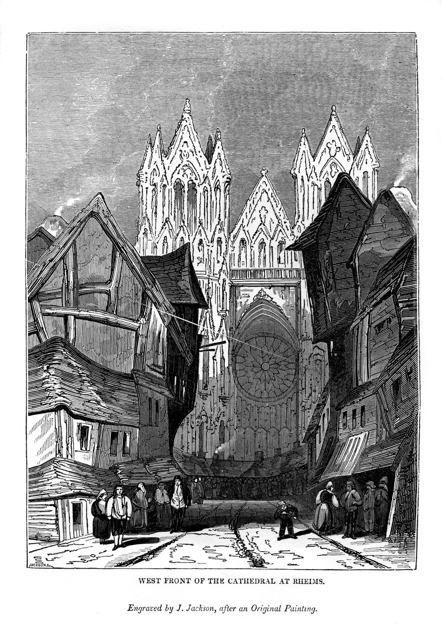 Západní fronta katedrály v Rheims, 1843 od J. Jackson