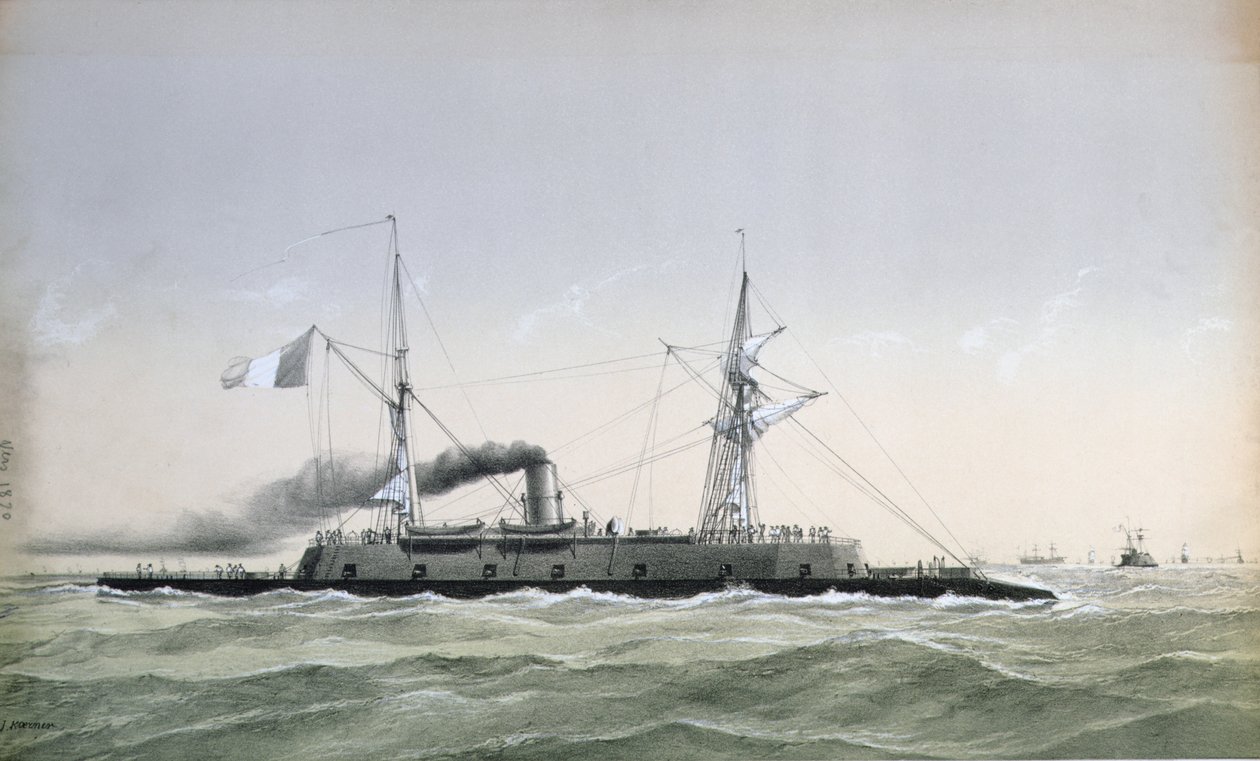 Pobřežní hlídkové plavidlo francouzského námořnictva Le Rochambeau, c. 1870 od J. Koerner