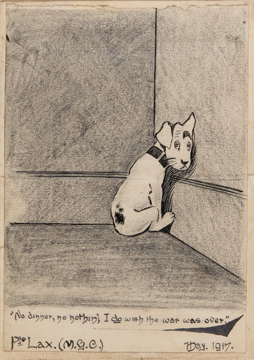 Žádná večeře, nic, přeji si, aby válka skončila, 1917 (tužka, pero a inkoust na papíře) od J. Lax