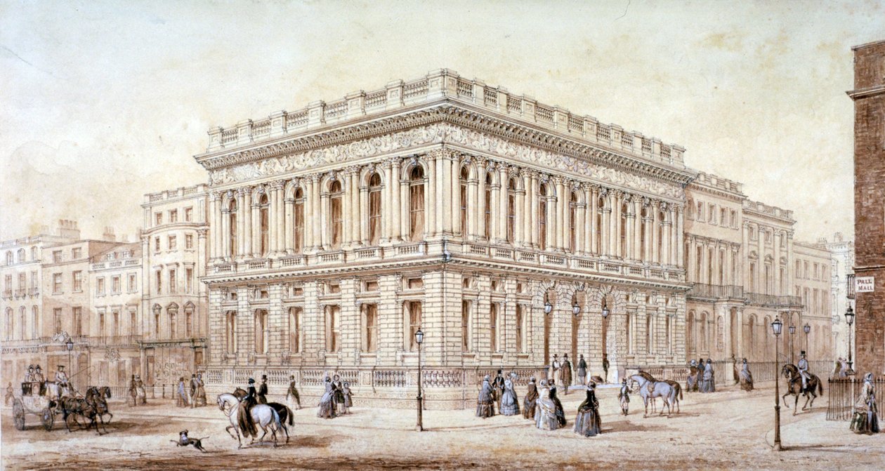 Pohled na Army and Navy Club na Pall Mall, Westminster, Londýn, c1853 od J Marchant