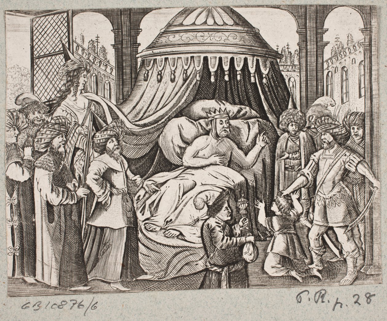 Ilustrace k Adamu Oleariusovi, „Perský Rosenthal od geniálního básníka Schich Saadi […]“, Schleswig 1660 od J. Muller