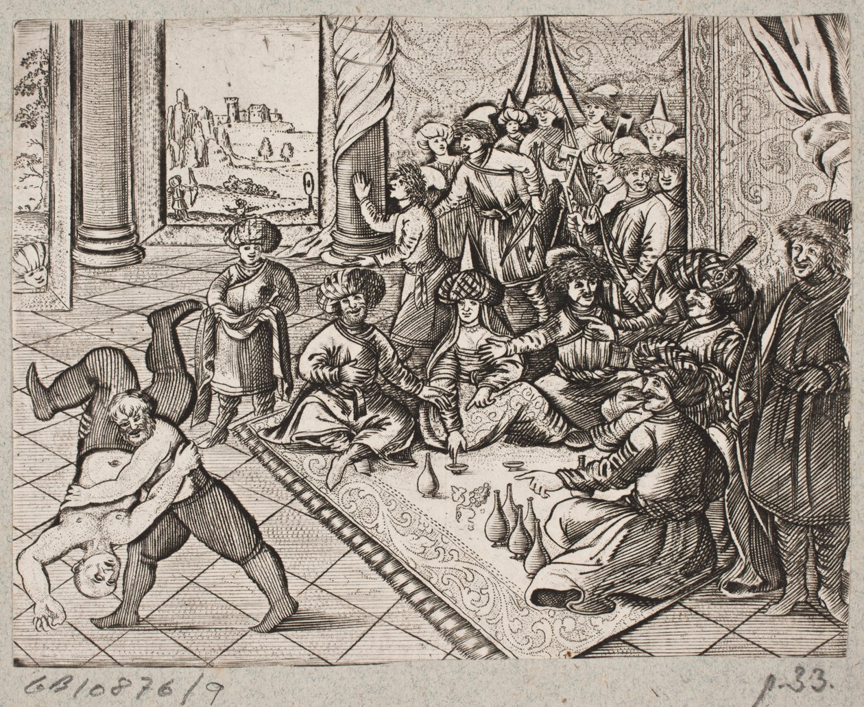 Ilustrace k Adamu Oleariusovi, „Perský Rosenthal od geniálního básníka Schich Saadi […]“, Schleswig 1660 od J. Muller