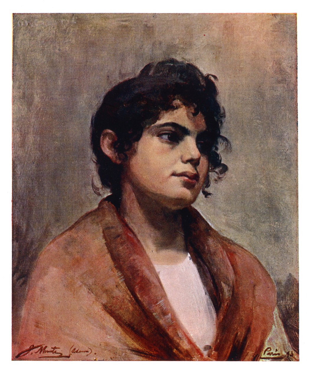 Studie hlavy italské dívky, 1901. od J Muntz